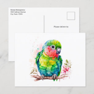 Carte Postale Perroquet vert - Bébé mignon oiseau