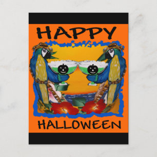 CARTE POSTALE PERROQUETS D'HALLOWEEN