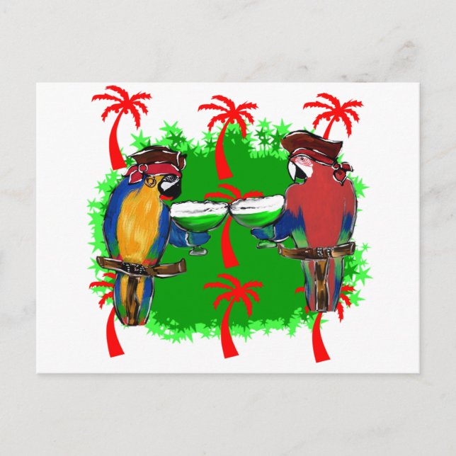 CARTE POSTALE PERROQUETS PIRATES (Devant)