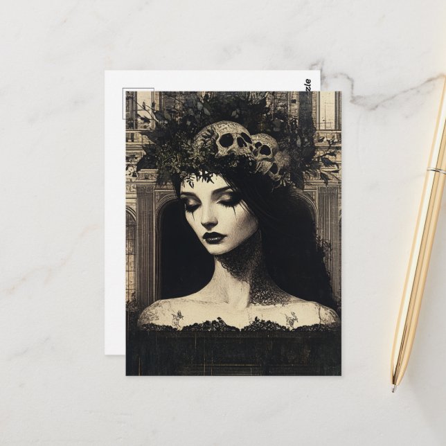 Carte Postale Persephone Noir et Blanc (Devant/Arrière en situation)