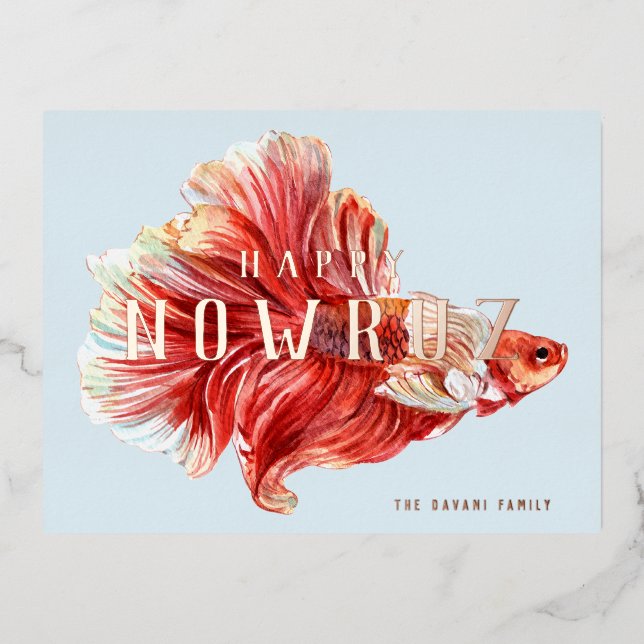Carte postale Persian Nowruz Lucky Goldfish Foil (Recto)