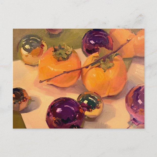 Carte postale "Persimmons et ornements pourpres" (Devant)