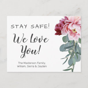 Carte Postale Personalisé Floral Séjour Sûr Nous Vous Aimons