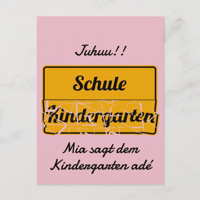 Carte Postale personalisierbar Einschulung mit Schultasche (Devant)