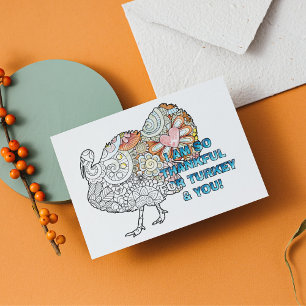 Carte Postale Personalize this Coloring Thanksgiving Turkey