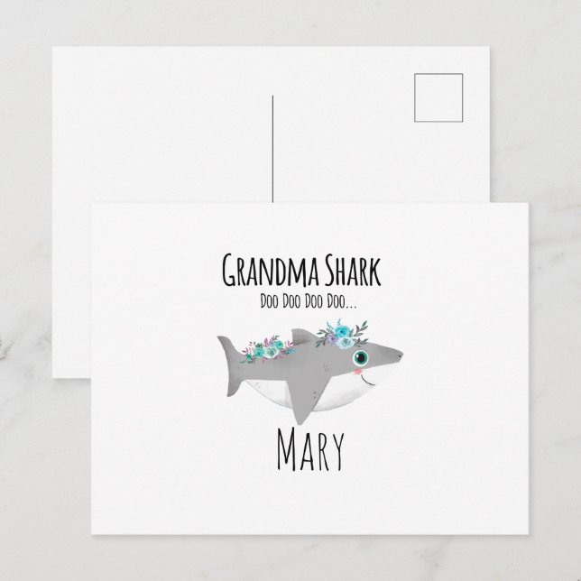 Carte Postale Personalized Grandma Shark Doo Doo Doo (Devant / Derrière)