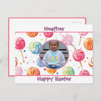 Carte Postale Personalized Happy Easter Lollipop Candy Photo