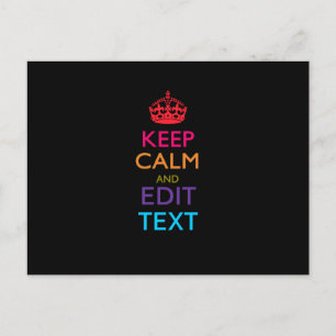 Carte Postale Personalized KEEP CALM Have Your Text Multicolored