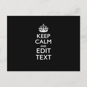 Carte Postale Personalized KEEP CALM Have Your Text on Black