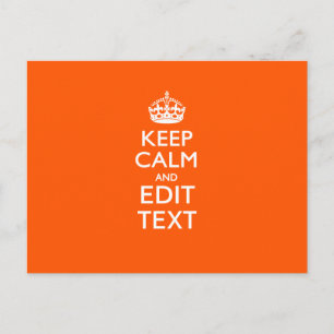Carte Postale Personalized KEEP CALM Your Text Orange Accent
