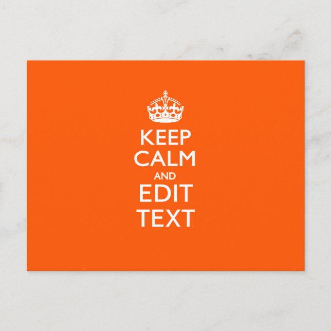 Carte Postale Personalized KEEP CALM Your Text Orange Accent (Devant)
