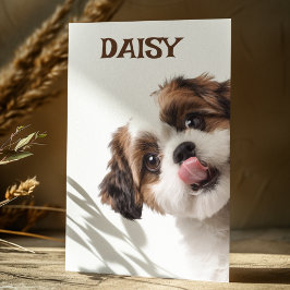 Carte Postale Personalized Pastel Brown Dog Photo & Name Card