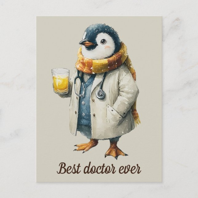 Carte Postale Personalized Winter Penguin “Best Doctor Ever” (Devant)