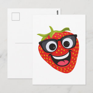 Carte Postale Personnage de fraise cool – Art de fruit Kawaii am