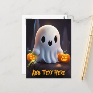 Carte Postale Personnage d'Halloween Bébé Fantôme Mignon Effraya