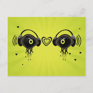 Carte Postale Personnages oculaires avec de petits coeurs
