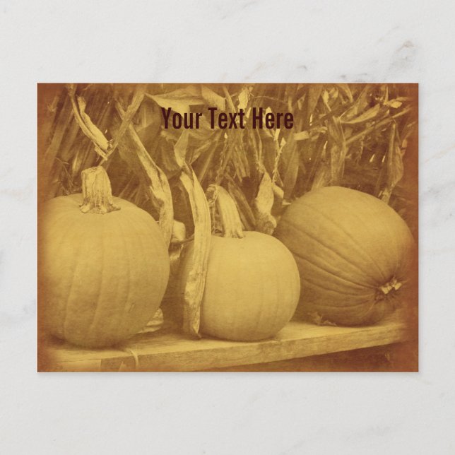 Carte postale personnalisable Citrouille vintage C (Devant)