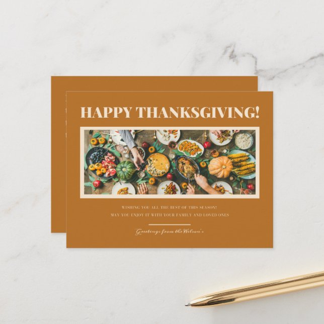 Carte postale personnalisable de Thanksgiving (Devant/Arrière en situation)