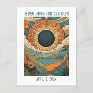 CARTE POSTALE PERSONNALISABLE : ECLIPSE SUR LE LAC