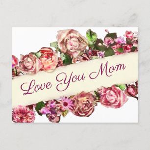 Carte Postale Personnalisable Fille Vintage Floral Aimer You Mam