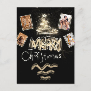 Carte Postale Personnalisé 4 photos Holographie Arbre Parties sc