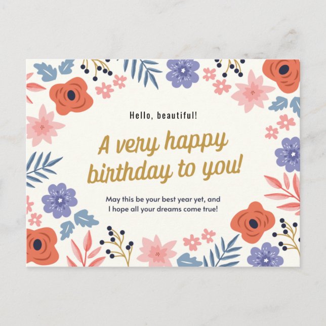 Carte Postale Personnalisé - Anniversaire floral délicieux (Devant)