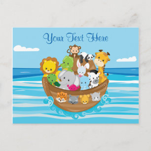 Carte Postale Personnalisé   Bébé Animaux   Thème Arche de Noah