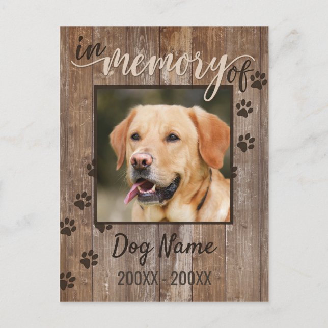 Carte Postale Personnalisé Chien Monument Rustique Look bois (Devant)