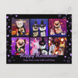 Carte Postale Personnalisé Cute Black Hearts Halloween Photo