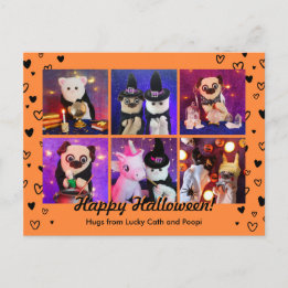 Carte Postale Personnalisé Cute Black Hearts Halloween Photo