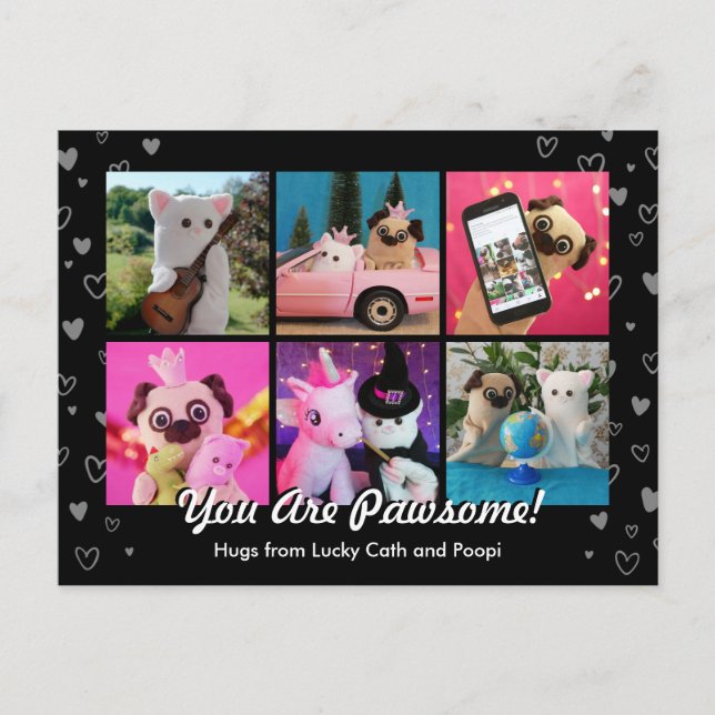 Carte Postale Personnalisé Cute Black Hearts Photo Moderne (Devant)