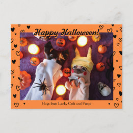 Carte Postale Personnalisé Cute Halloween Coeurs Noirs Photo