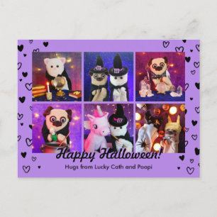Carte Postale Personnalisé Cute Orange Hearts Halloween Photo