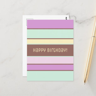 Carte Postale Personnalisé Élégant Pastel Stripes Joyeux Anniver