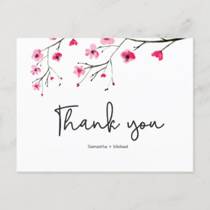 Carte Postale Personnalisé   Fleur de cerisiers   Merci Mariage