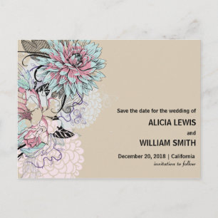 Carte Postale Personnalisé - Illustration Florale Enregistrer La
