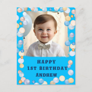 Carte Postale Personnalisé Joyeux 1er Anniversaire Avec Photo