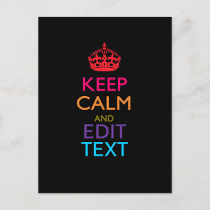 Carte Postale Personnalisé KEEP CALM Avoir votre texte multicolo