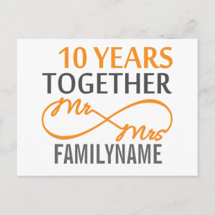 Carte Postale Personnalisé M. et Mme 10e anniversaire