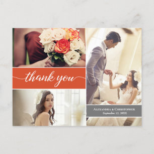 Carte Postale Personnalisé Mariage de automne moderne Orange Pho