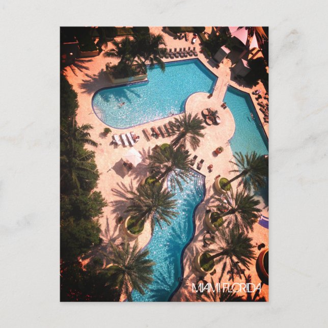 Carte Postale Personnalisé Miami Beach Floride - Piscine Détente (Devant)