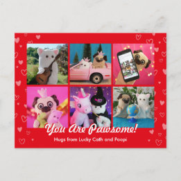 Carte Postale Personnalisé Mignon Rouge Coeurs Stylish Photo