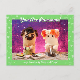Carte Postale Personnalisé Mignon Vert Coeurs Stylish Photo