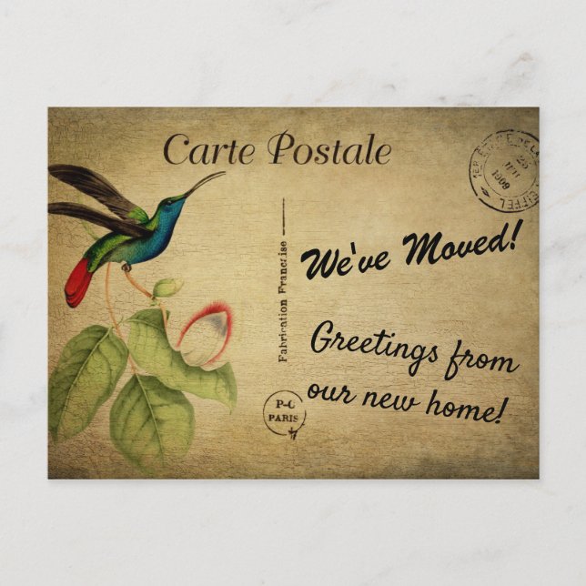 Carte Postale Personnalisé Nous avons déplacé Faire-part oiseau  (Devant)