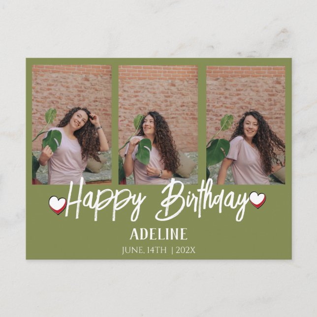 Carte Postale Personnalisé Simple Anniversaire Élégant Trois Pho (Devant)