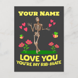 Carte Postale Personnalisé Votre Nom Vous Aimez Squelette Valent