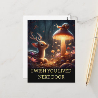Carte Postale Personnalisé, vous me manquez Whimsical Deer Mushr