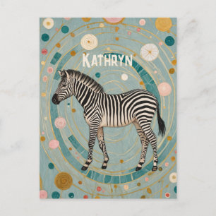 Carte Postale Personnalisé Whimsical Zebra