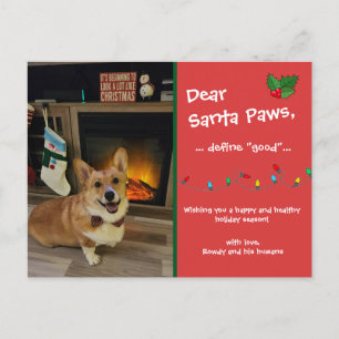 Carte postale personnalisée "Chers Père Noël Paws"