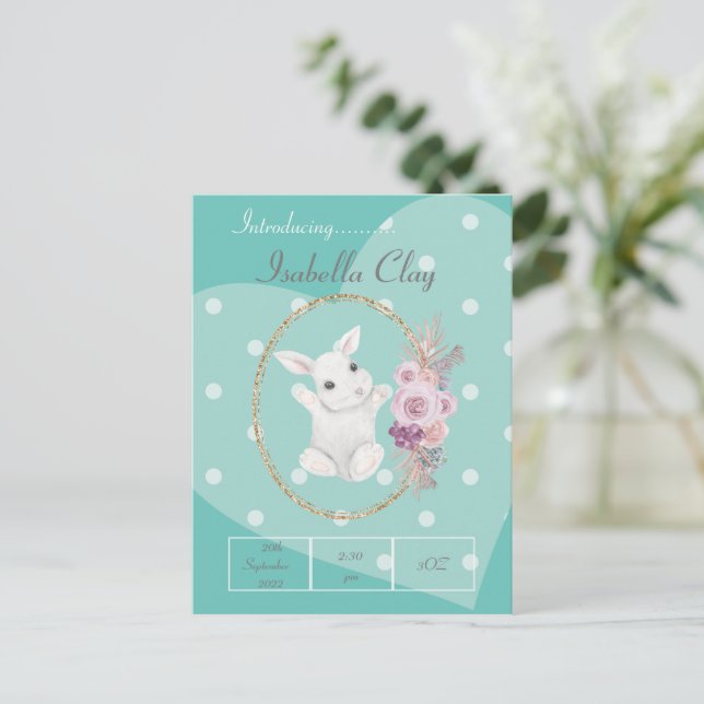 CARTE POSTALE PERSONNALISÉE D'ANNONCE DE NAISSANCE (Debout devant)